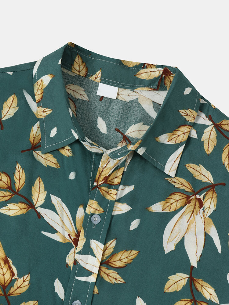 Floral Abstract Print Green Shirt