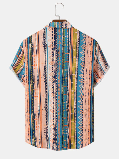 Striking Geometric Print Colorful Shirt