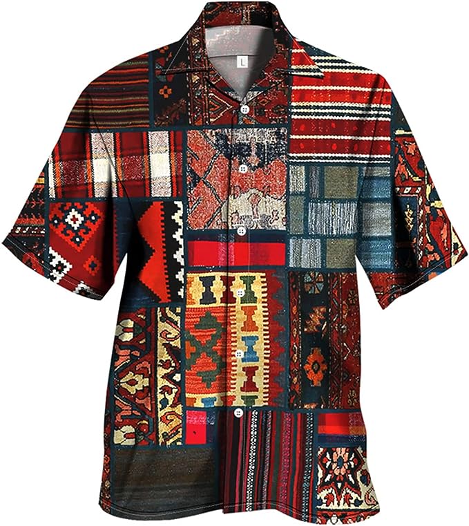 Vintage Ethnic Style Red Printed Shirt
