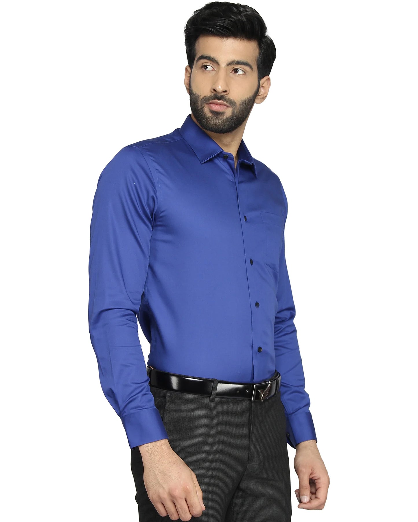 Solid formal shirt in royal blue