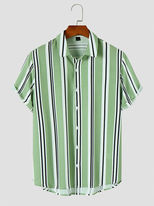 Striped Print Short Sleeve Shirt