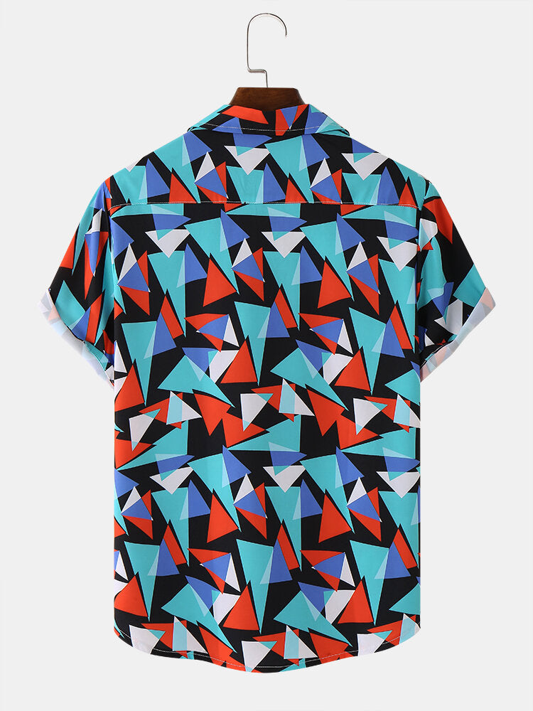 Color Blocked Blue Printed Shirt