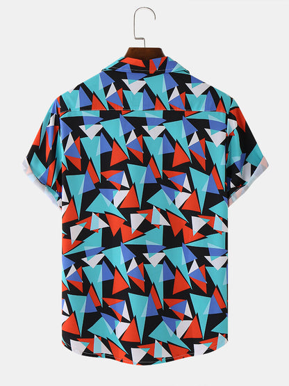 Color Blocked Blue Printed Shirt