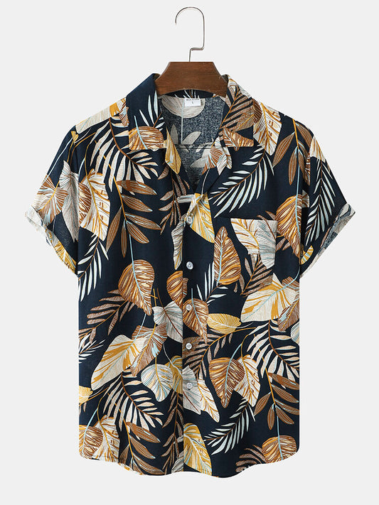 Tropical Leaves Short Sleeve Printed Shirt