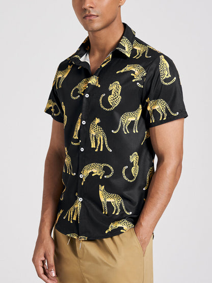 Men's Leopard Print Short Sleeve Shirt