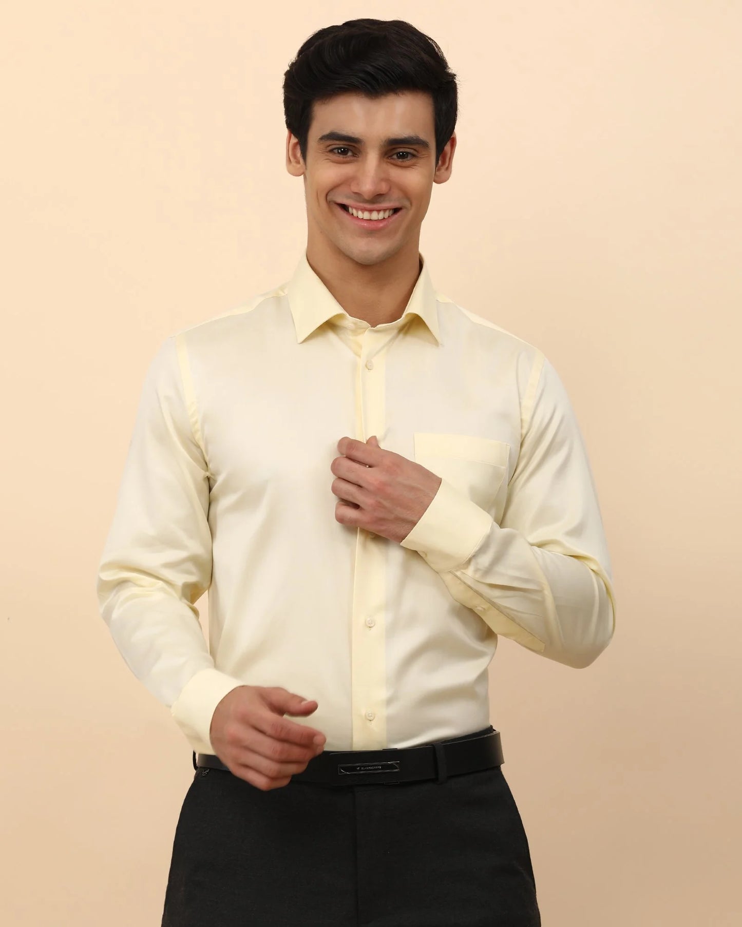 Solid formal shirt in lemon color