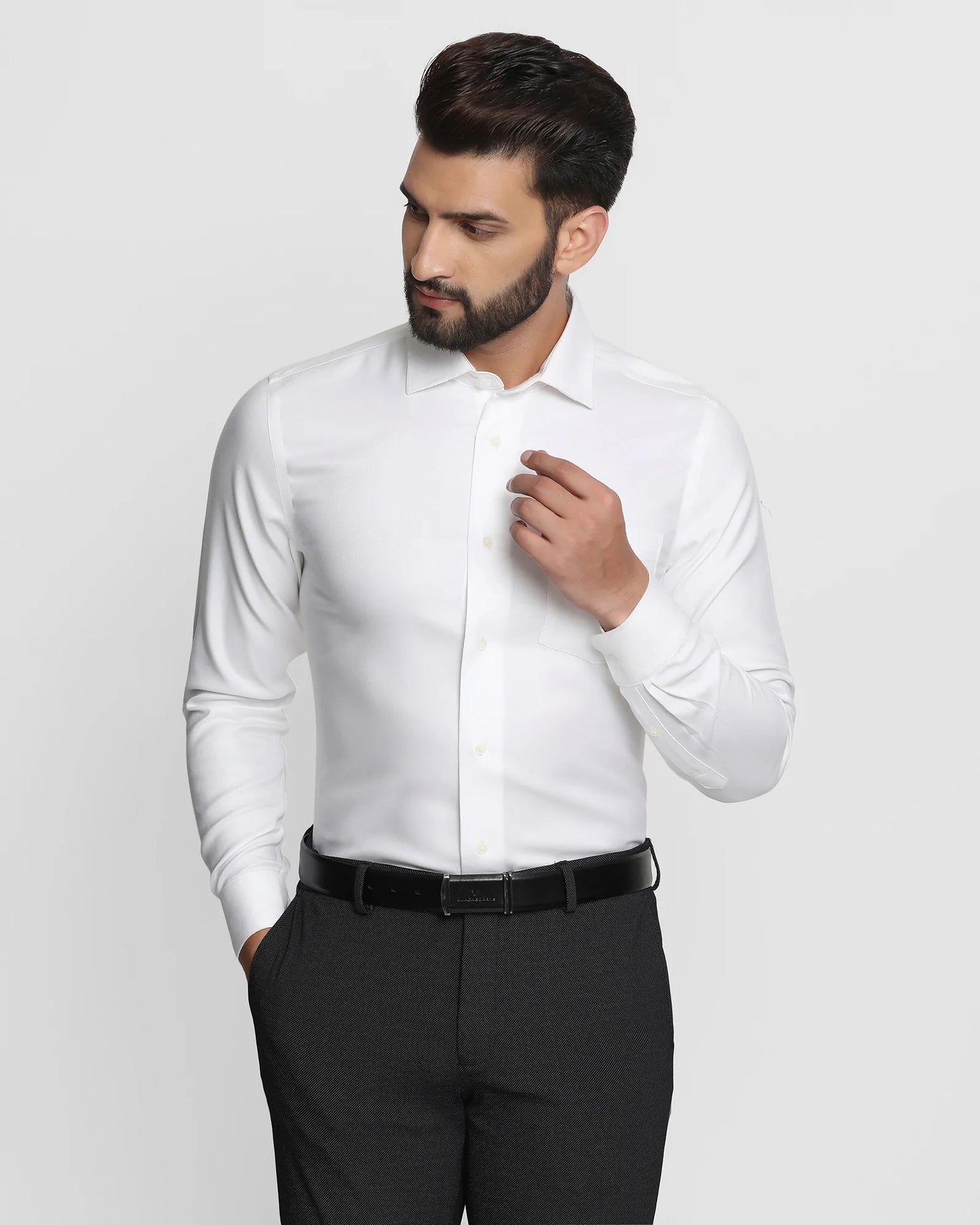 Solid formal shirt in white