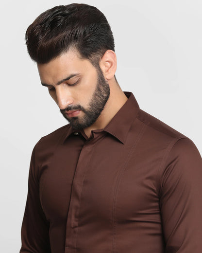 Solid formal shirt in brown