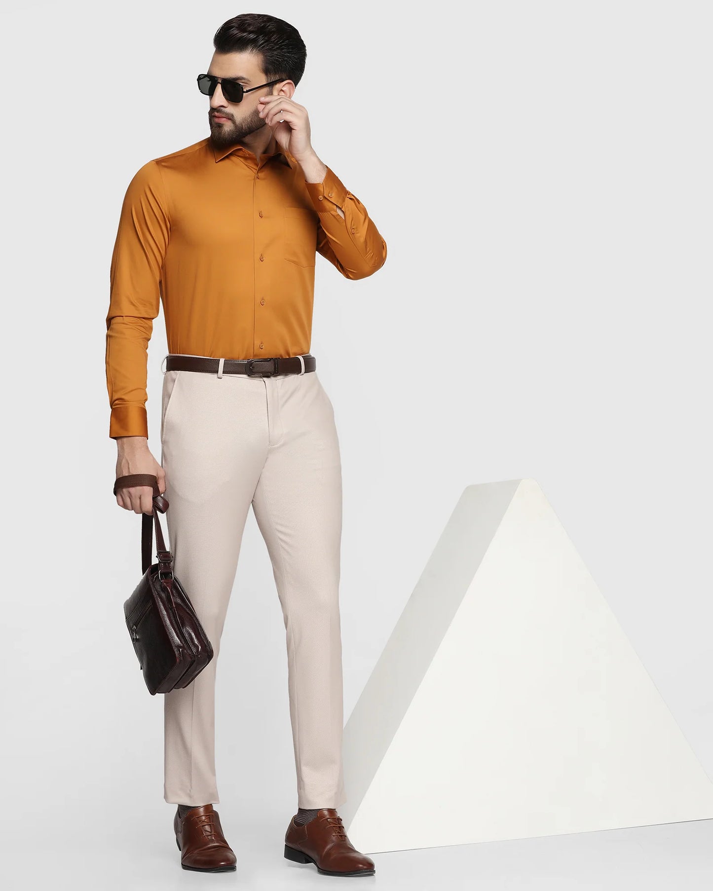Solid formal shirt in fawn color