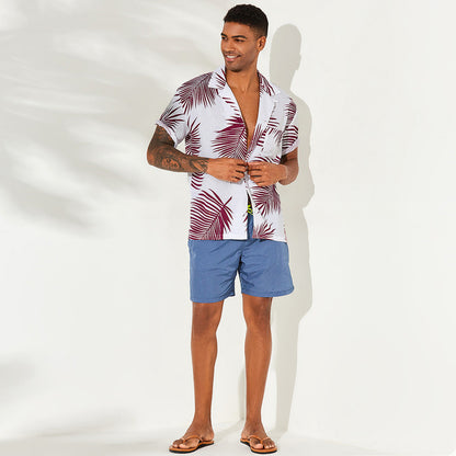 Palm Leaf print short sleeve casual shirt