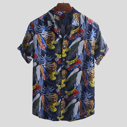 Multicolor printed short sleeve casual shirt