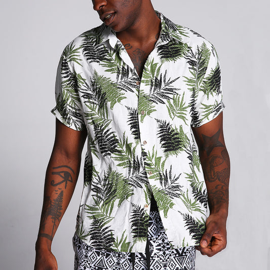 Hawaiian print short sleeve casual shirt